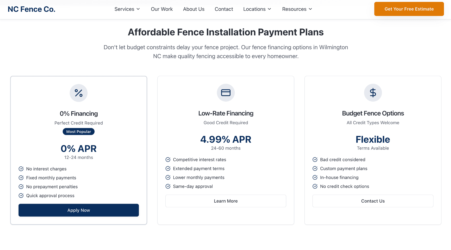 NC Fence Co. Financing Options