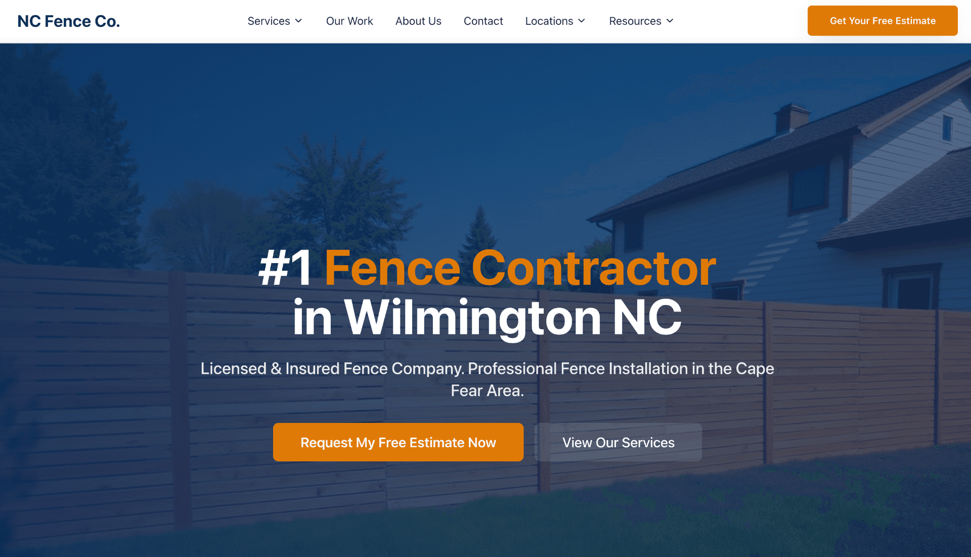 NC Fence Co. Desktop Homepage